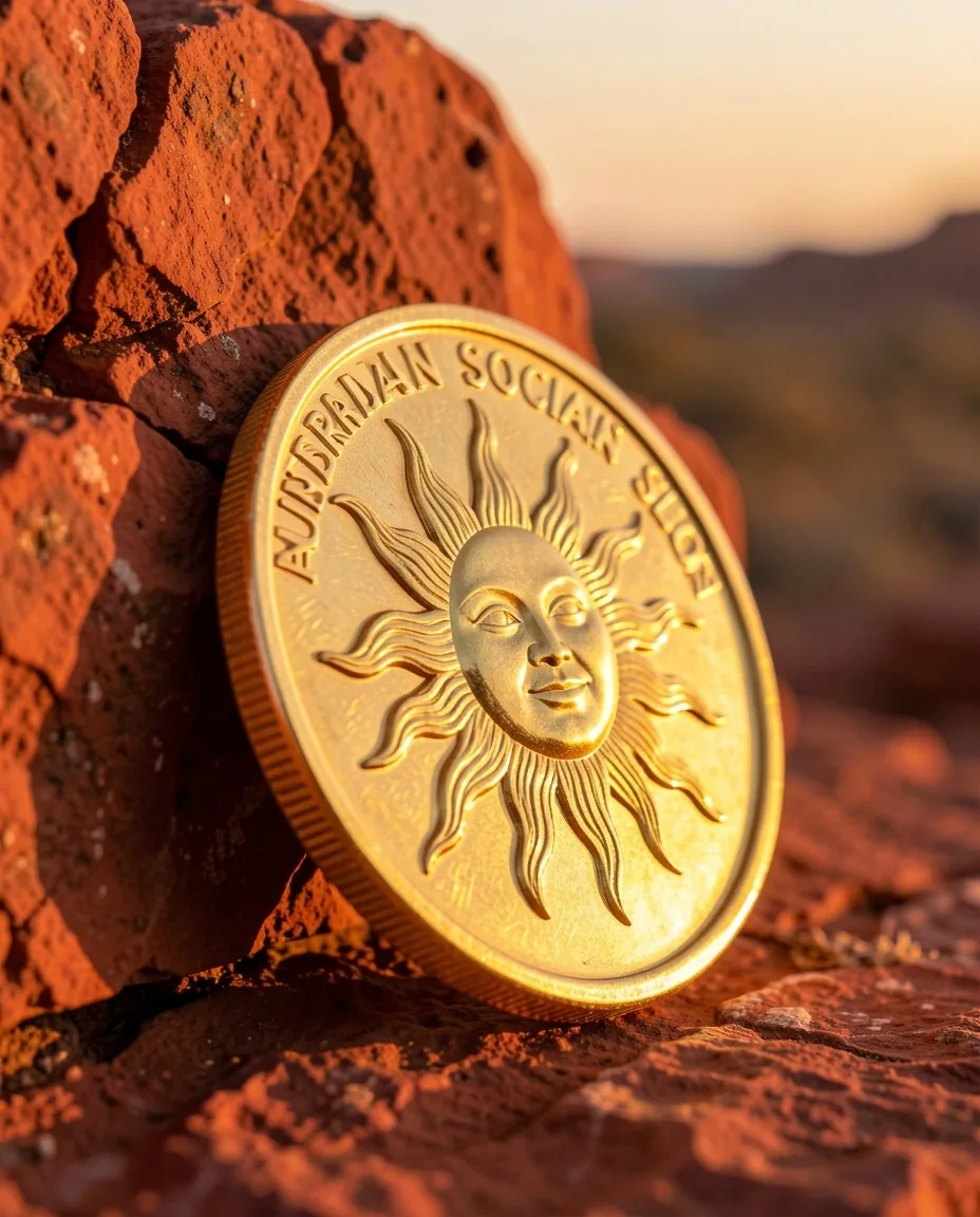 Outback Riches themed golden gaming token
