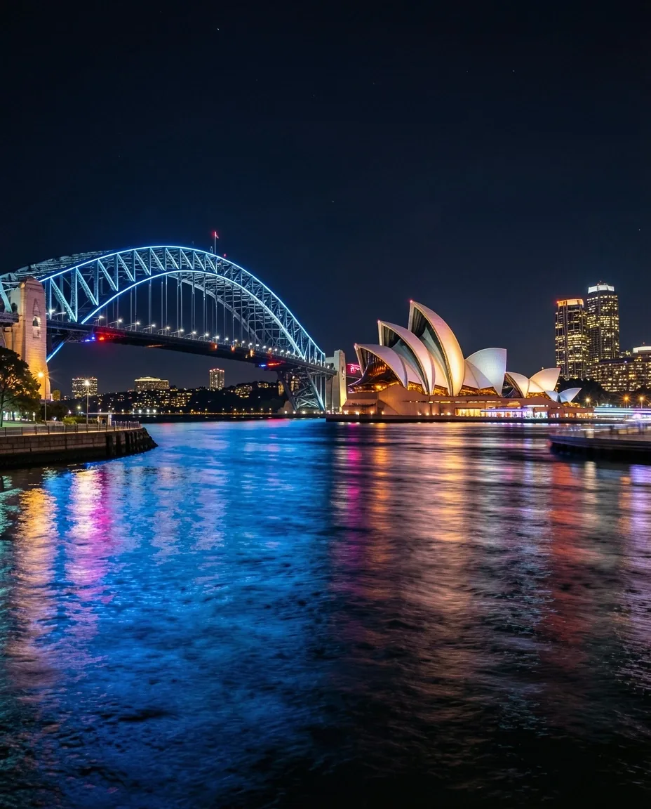 Sydney Neon Nights social casino slot game themed on Sydney Harbour at night