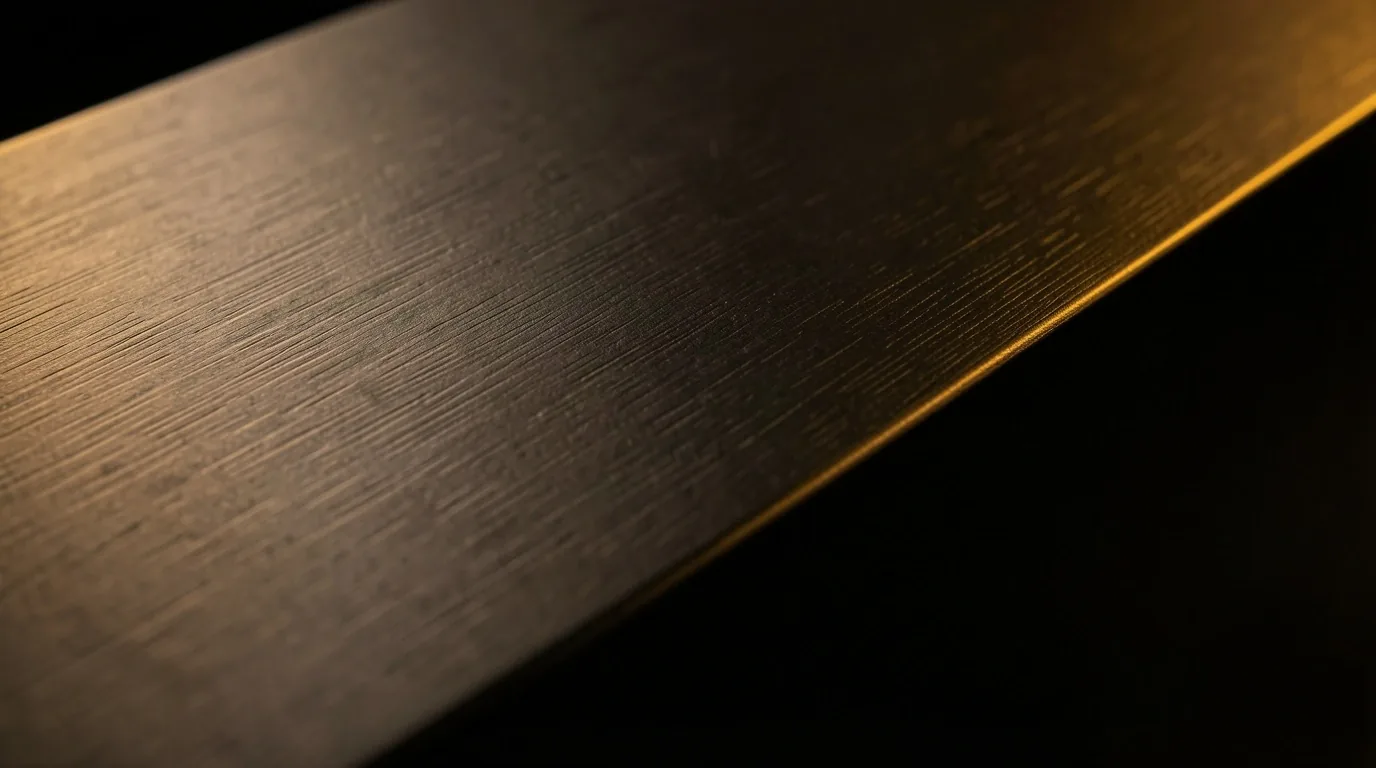 Brushed dark metal surface under amber light