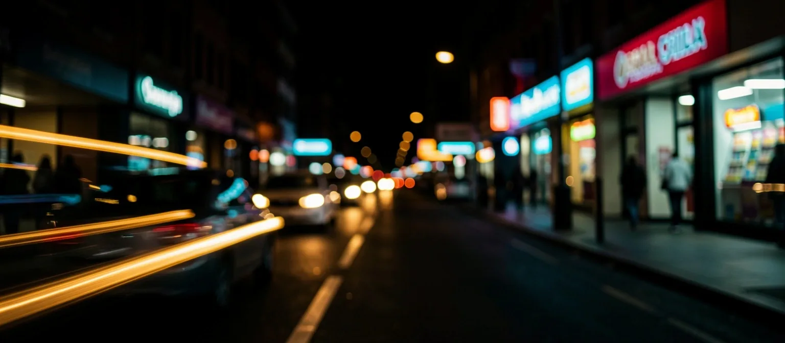 Abstract neon city lights at night